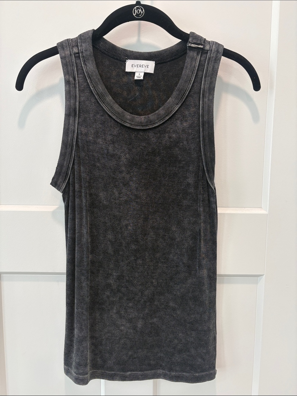 Evereve Washed Charcoal Ribbed Tank Top
